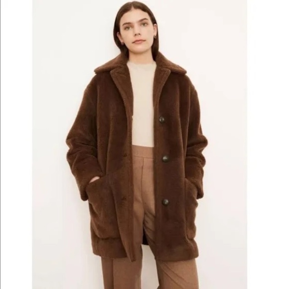 VINCE FAUX FUR BROWN COAT *never worn!!*